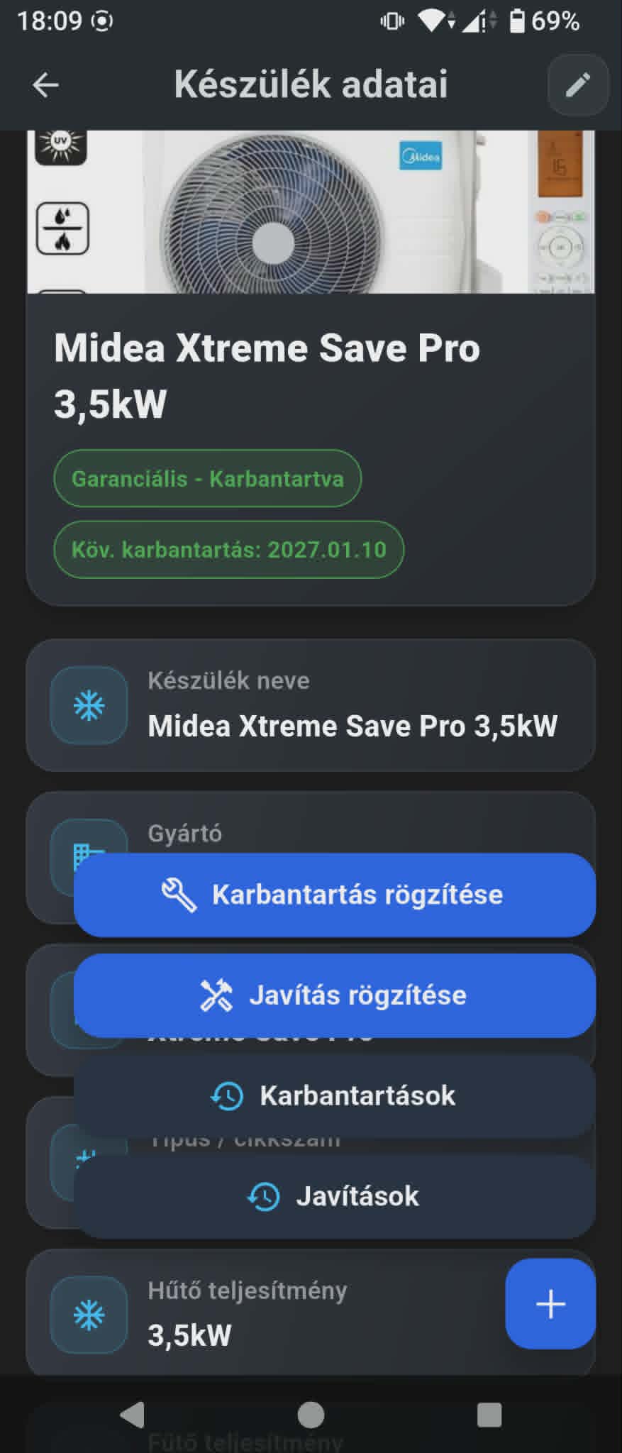 Készülék részletei