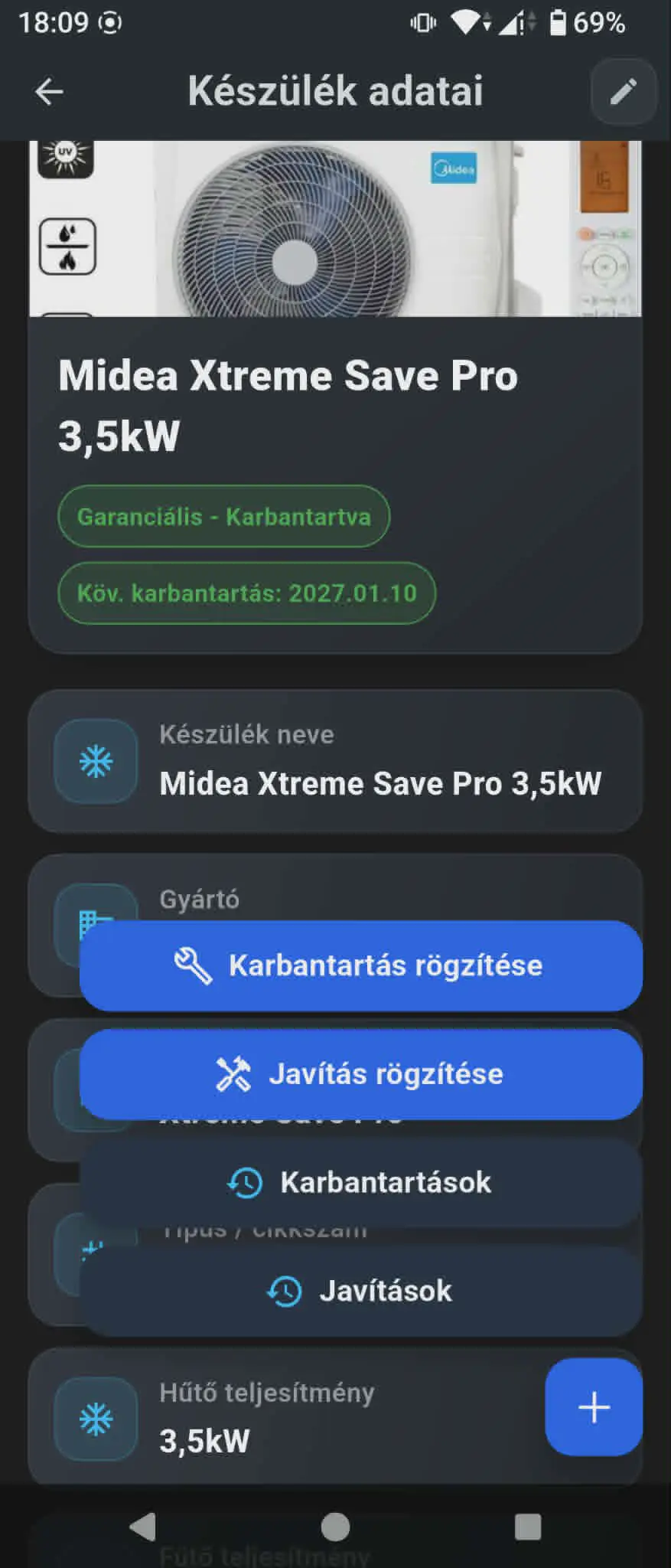 Készülék részletei