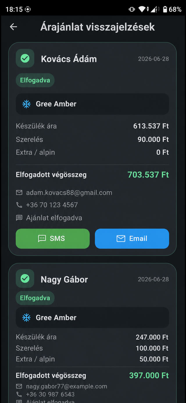 Online árajánlat elfogadása